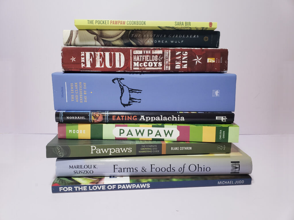 A stack of pawpaw books (Asimina triloba)